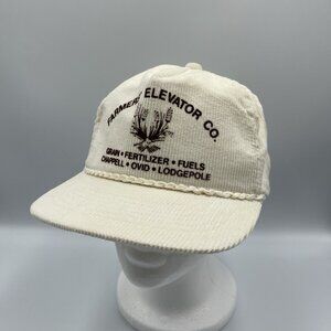 Vitnage Farmer's Elevator Co. Corn Nebraska Cordury White Snapback Hat Cap *Flaw